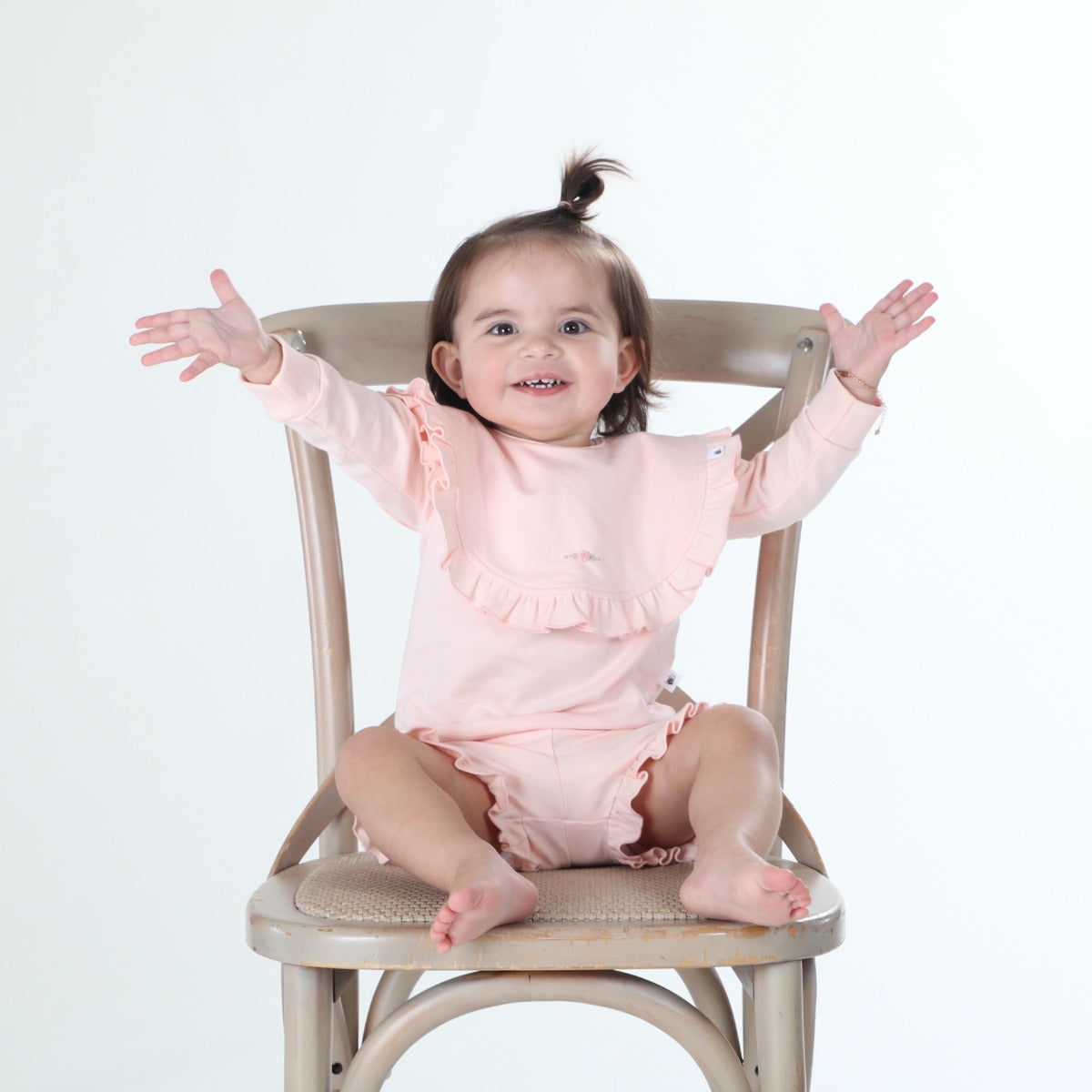 Dimples summer delights 2022 cotton frill bib i n pink rose