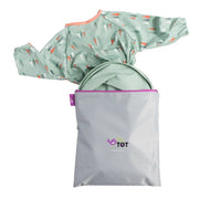 Tidy Tot Sage green tray feeding tray and long sleeve bib with carrots print in travel pouch:image,small_image,thumbnail,swatch_image