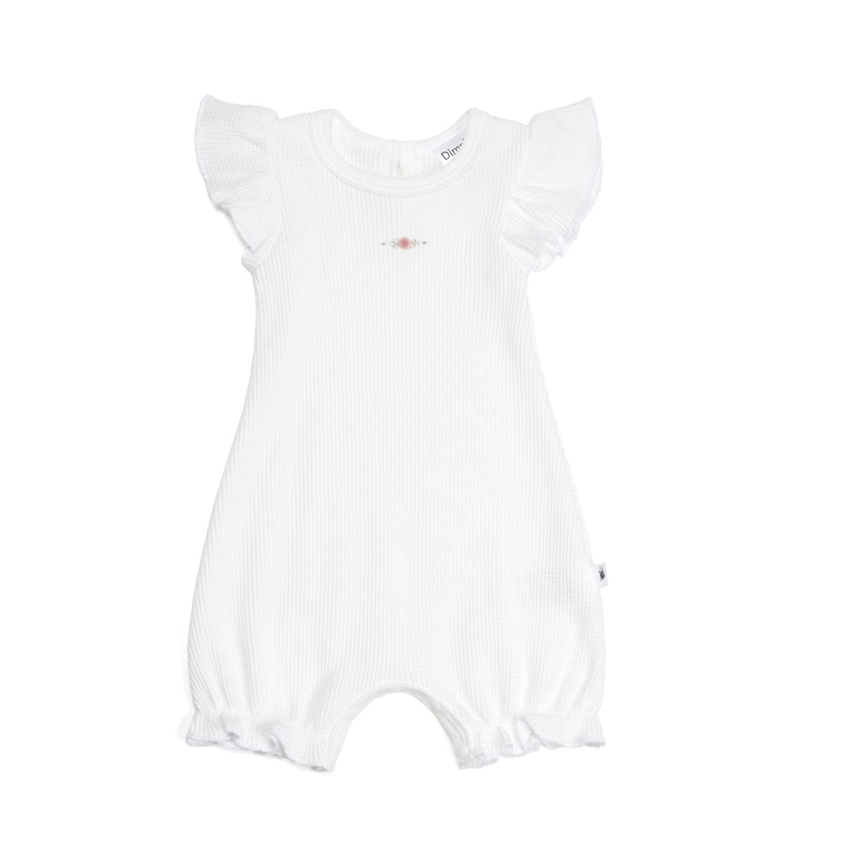 Ruffle Romper Baby Girl White Onesie Cotton Frill Romper Waffle