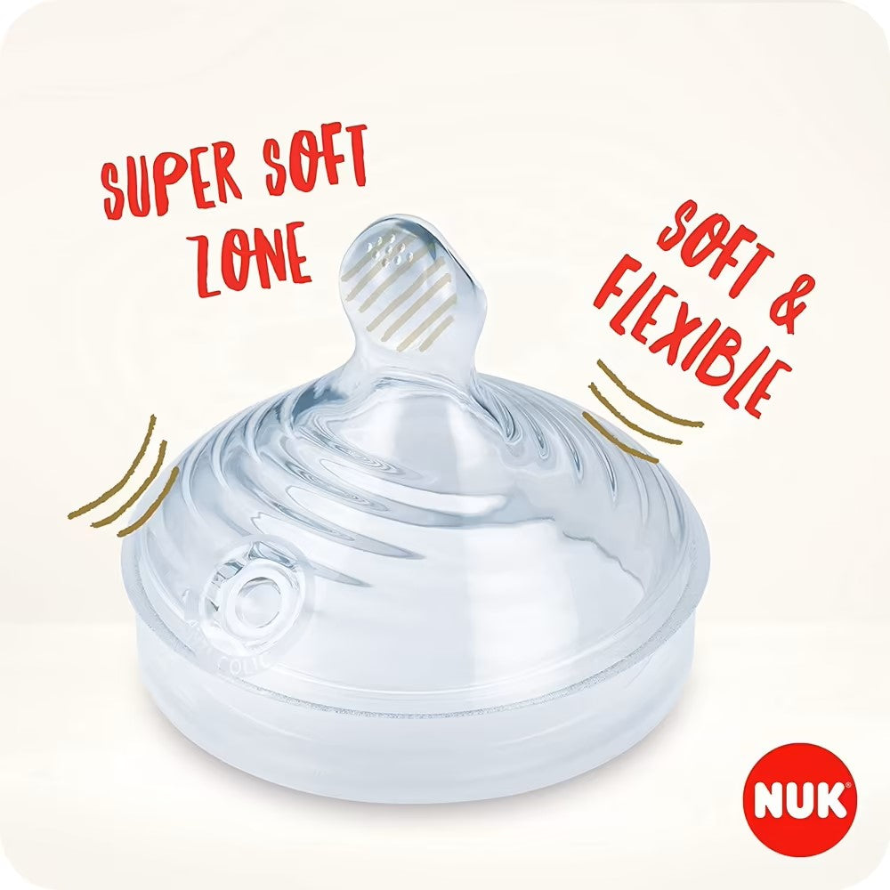 NS Silicone Teats 2pk - All Ages Small - NUK - Dimples