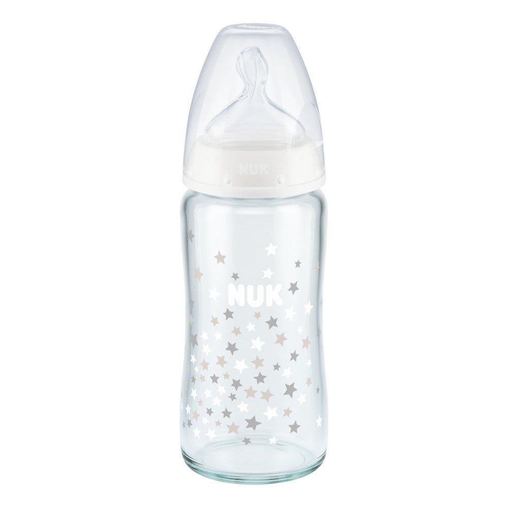 NUK First Choice glass bottle for baby 240ml white stars:image,small_image,thumbnail,swatch_image
