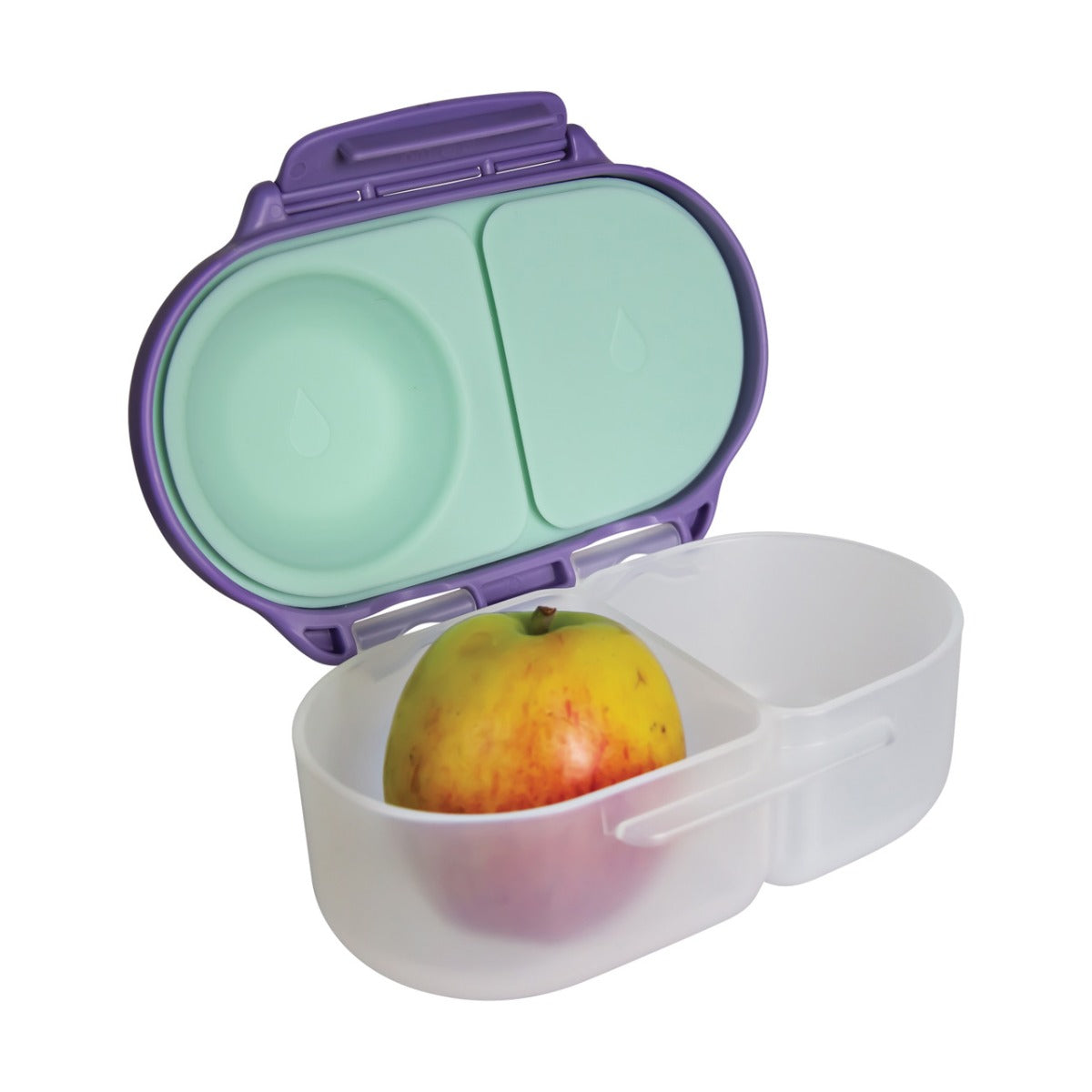 B.box Snack lunch box in Lilac with an apple