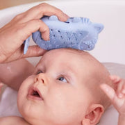 Baby Bath Brush Lullaby Blue Fox lifestyle view