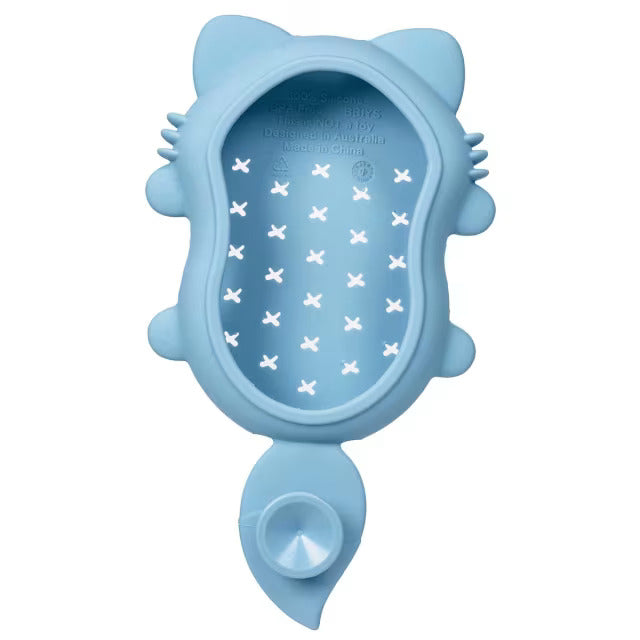 Baby Bath Brush Lullaby Blue Fox back view without sponge