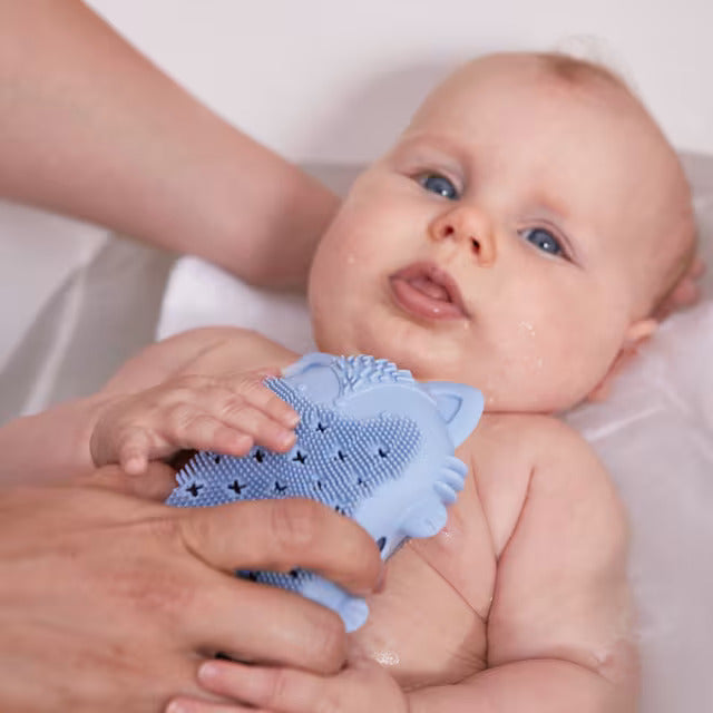 Baby Bath Brush Lullaby Blue Fox lifestyle