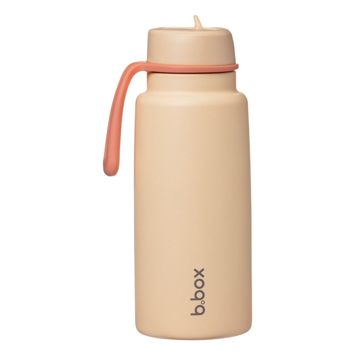 B.box Insulated Drinking Bottle in Melon Mist with rubber strap side view:image,small_image,thumbnail,swatch_image