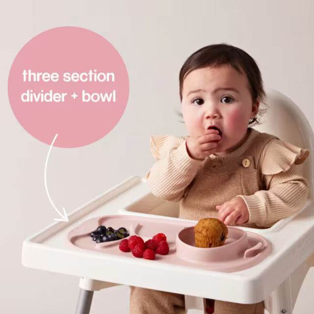 Blush Roll + Go Mealtime Mat lifestyle shot