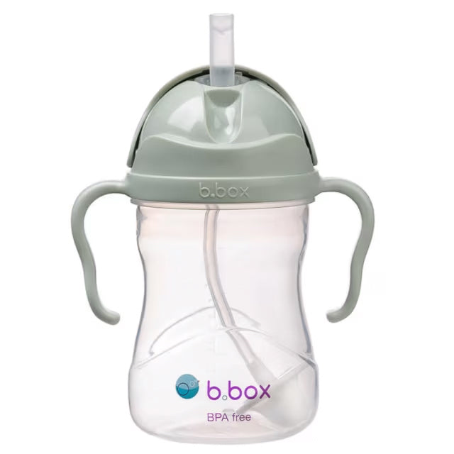 Baby sippy cup in sage open lid