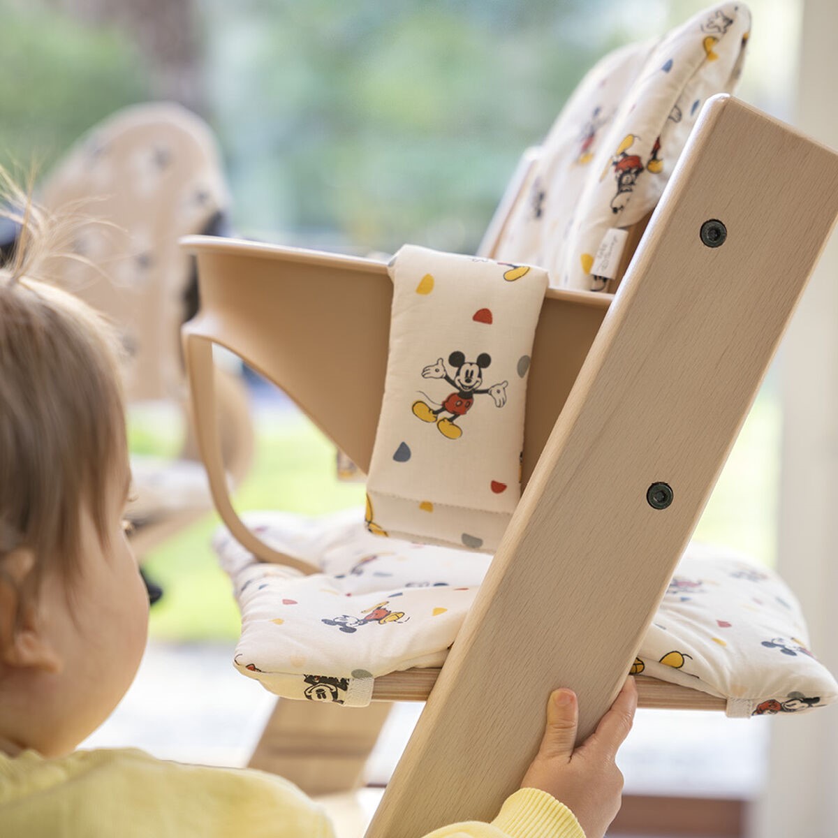 Tripp Trapp cushion in Mickey celebration print on baby set