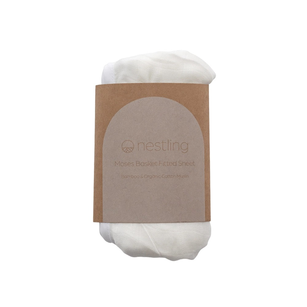 Nestling Moses Basket Muslin Fitted Sheets White:image,small_image,thumbnail,swatch_image