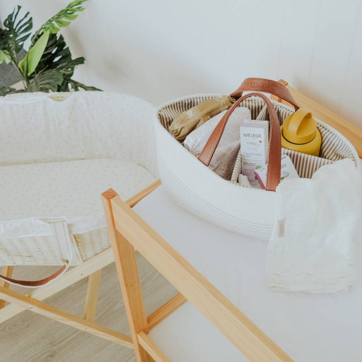 Nestling nappy caddy in white