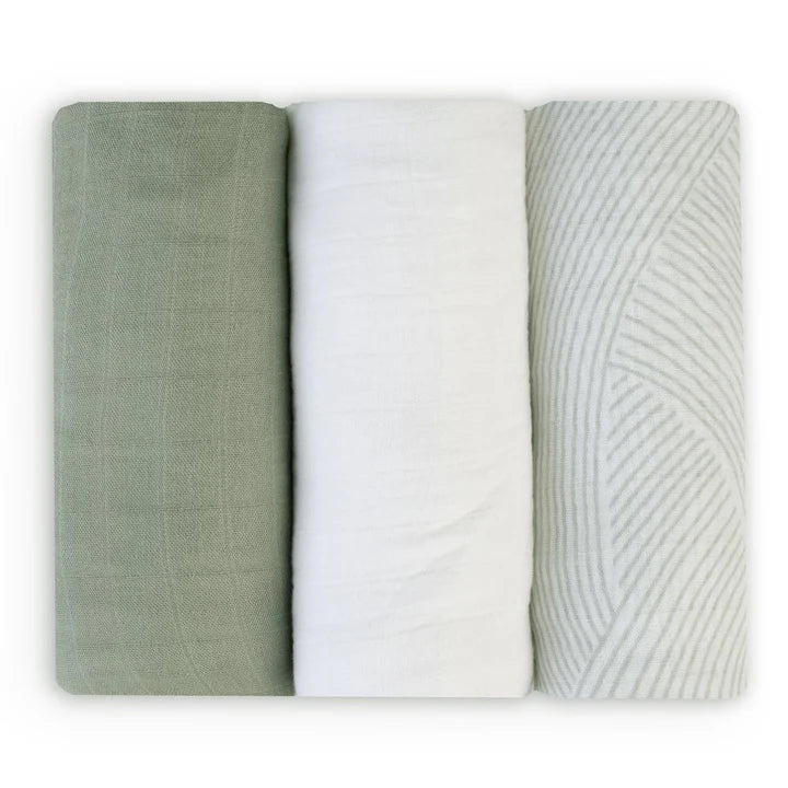 Muslin Wrap 3pk Bayleaf - Little Bamboo