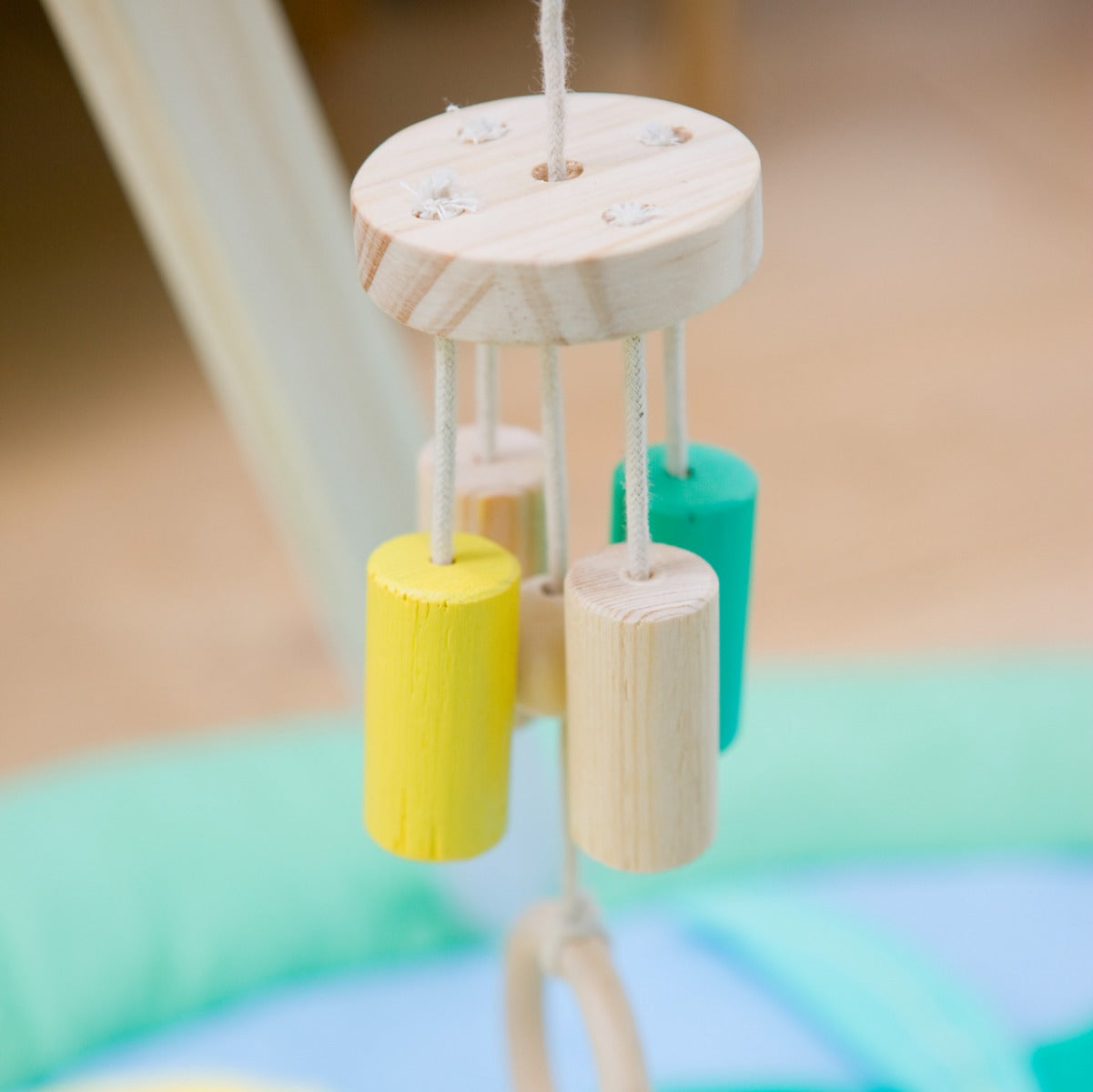Wooden Activity Gym with jungle chime hanging