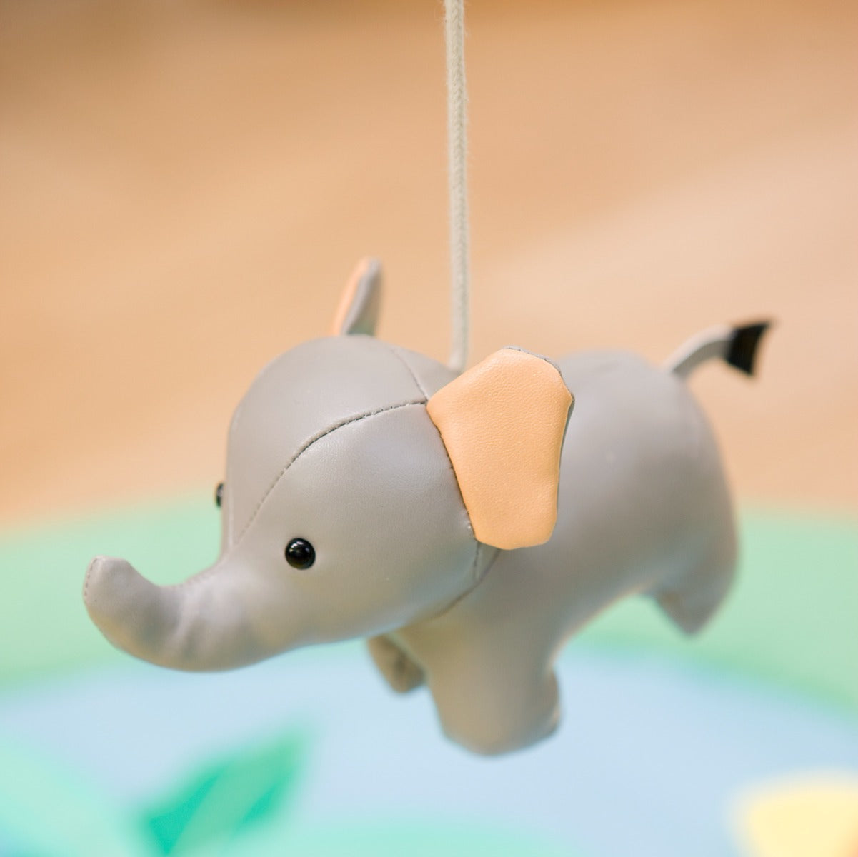 Wooden Activity Gym with jungle theme elephant hanging