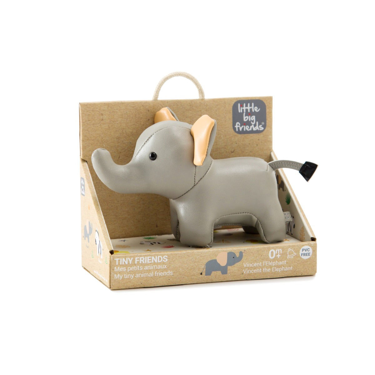 Tiny elephant toy from Little Big Friends packaging