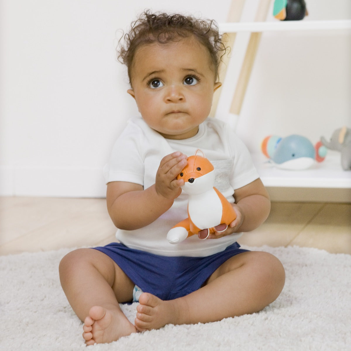Little boy holding Little Big Friends Tiny Friends - Richard the Fox