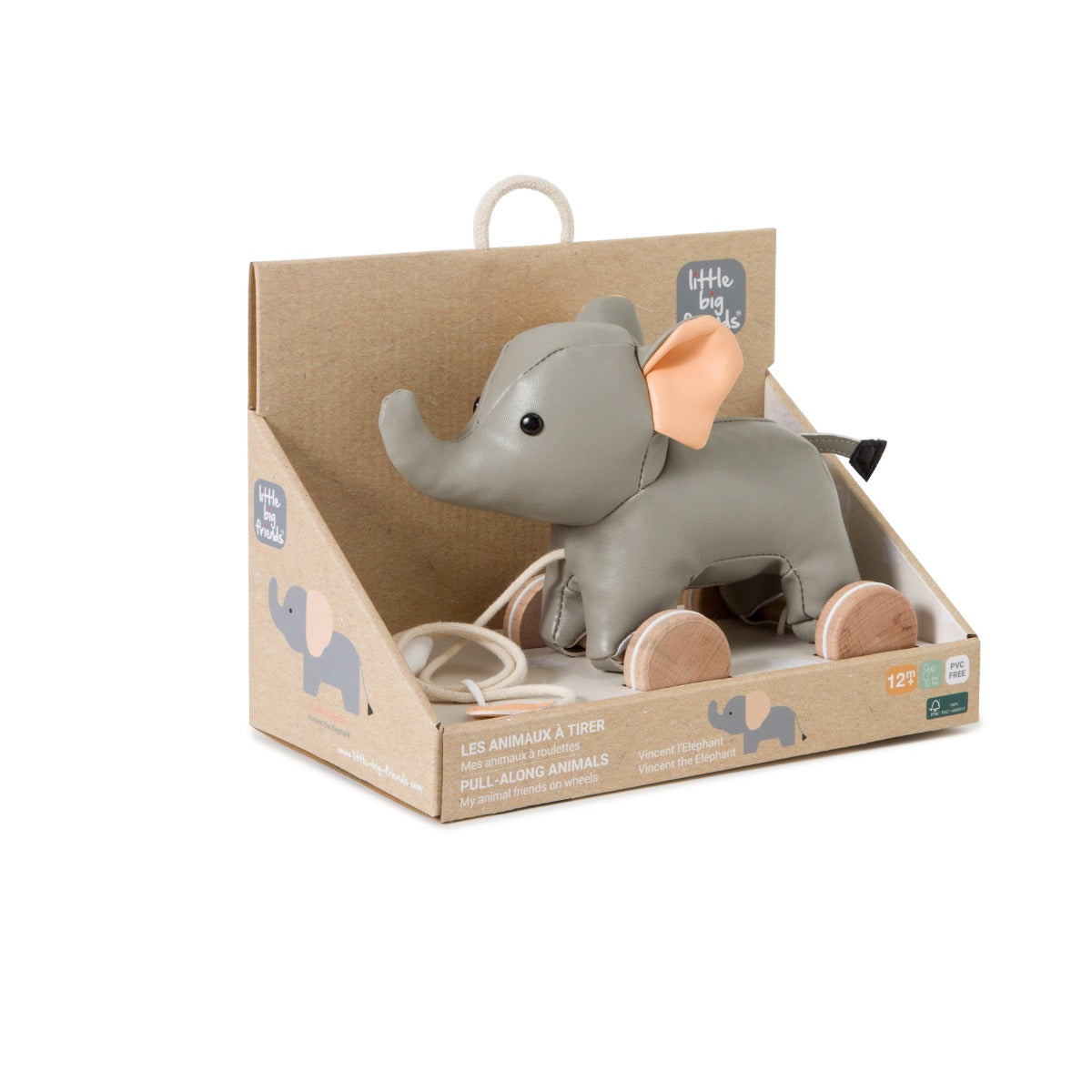 Little Big Friend Pull along Vincent the Elephant in packaging