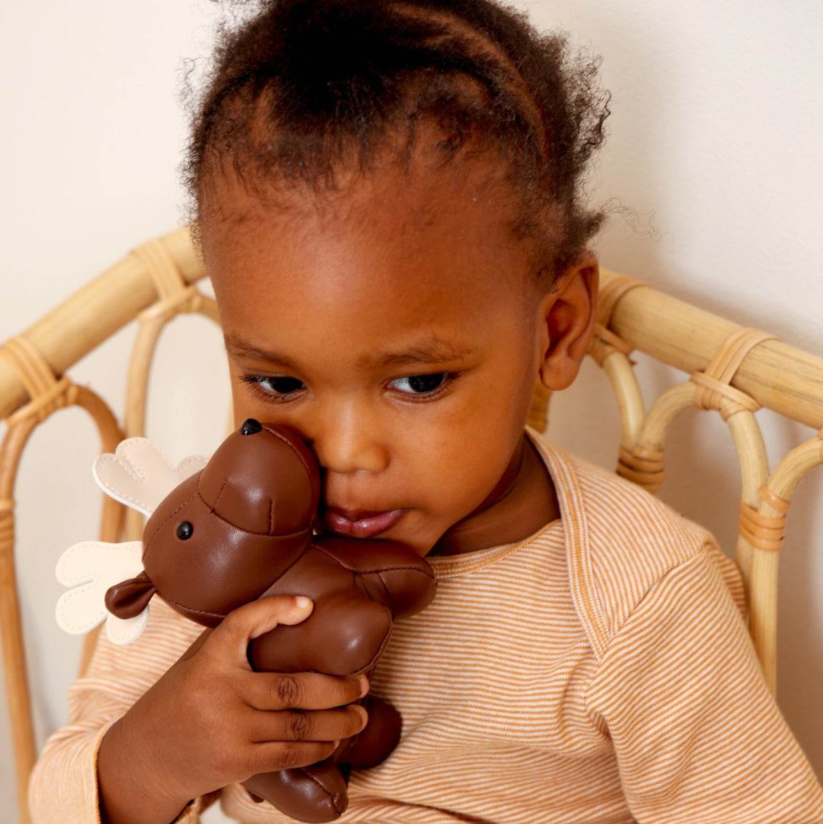 Baby playing with Little Big Friends Tiny Friends Moose