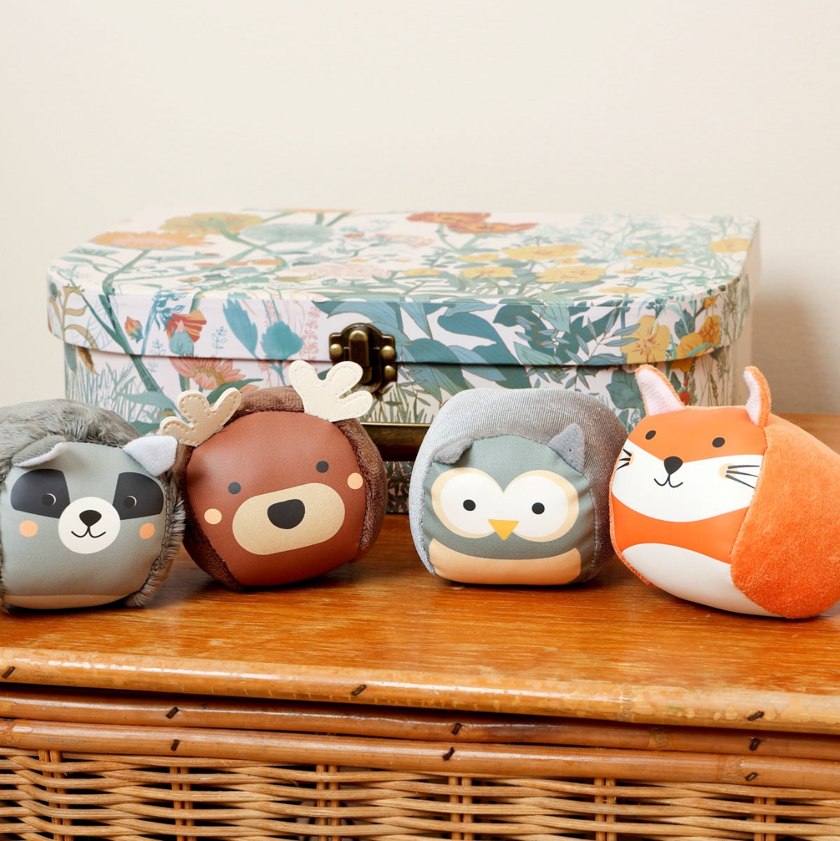 Roly Poly soft animals balls for kids from Little Big Friends on table