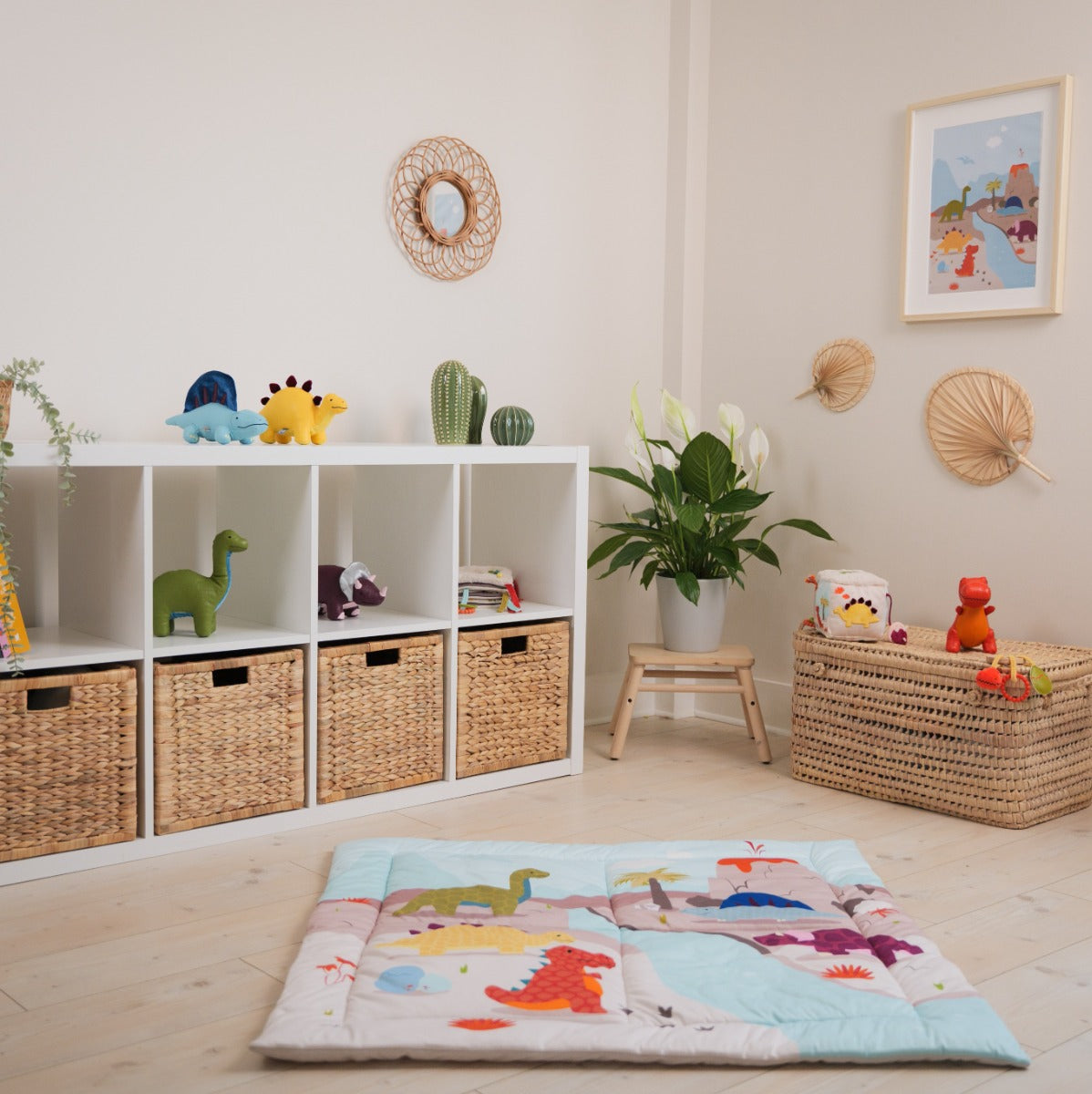 Patchwork kids reversible playmat in Dino theme in kids room