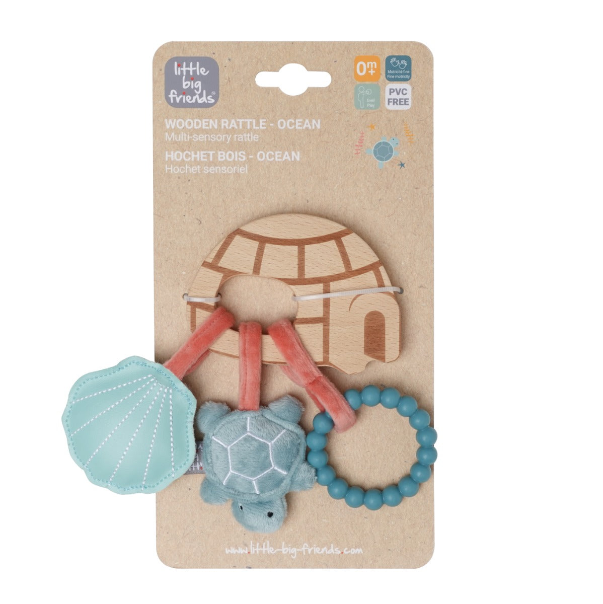 Little big friends wooden rattle with aquatic theme