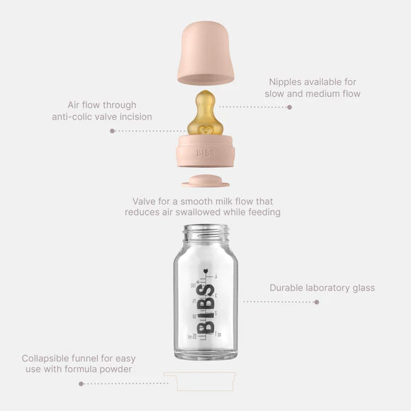 Latex baby Glass Bottle 110ml from Bibs detailed information