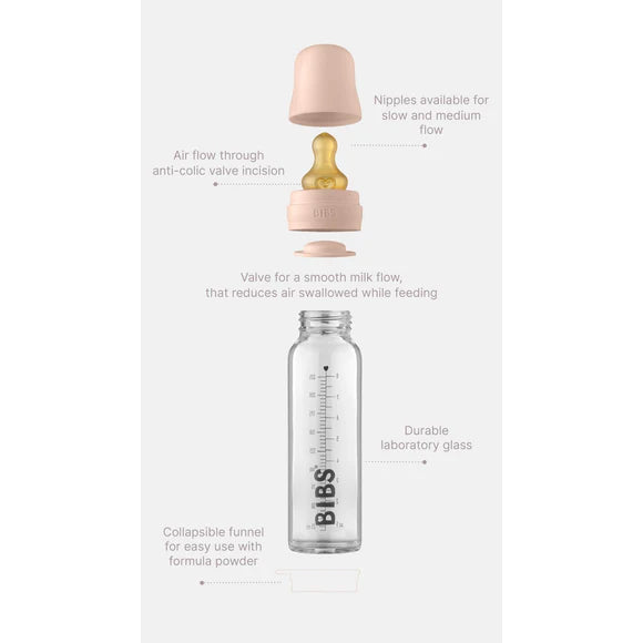 Latex baby Glass Bottle 225ml from Bibs