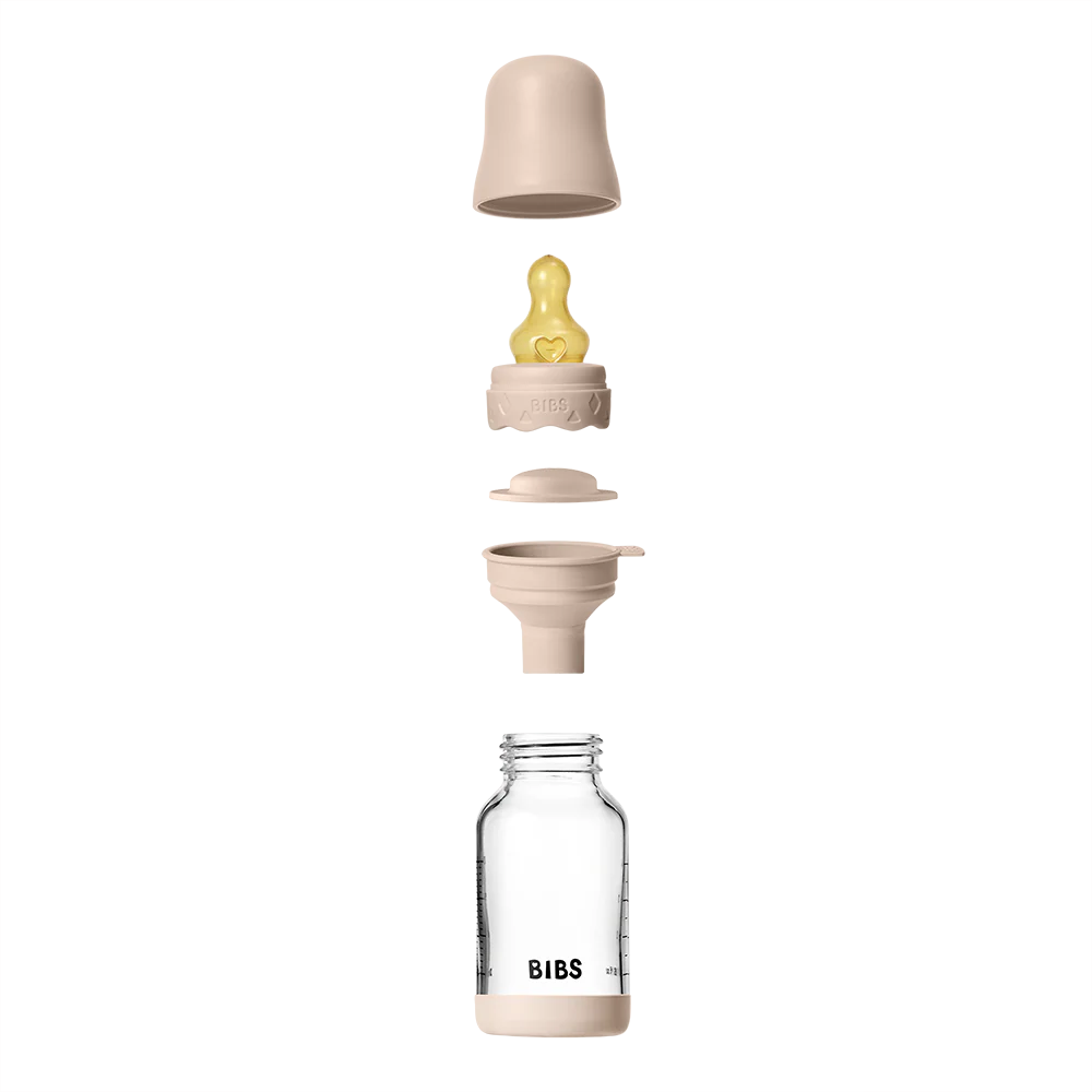 Glass Baby Bottle Complete Set Latex 120ml - BIBS - Dimples