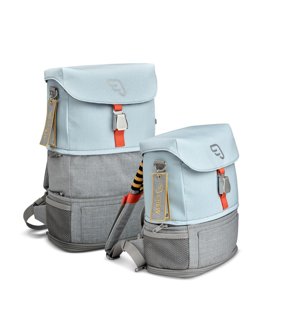 JetKids™ by Stokke® Crew Backpack in Sky Blue Expanded and standard size
