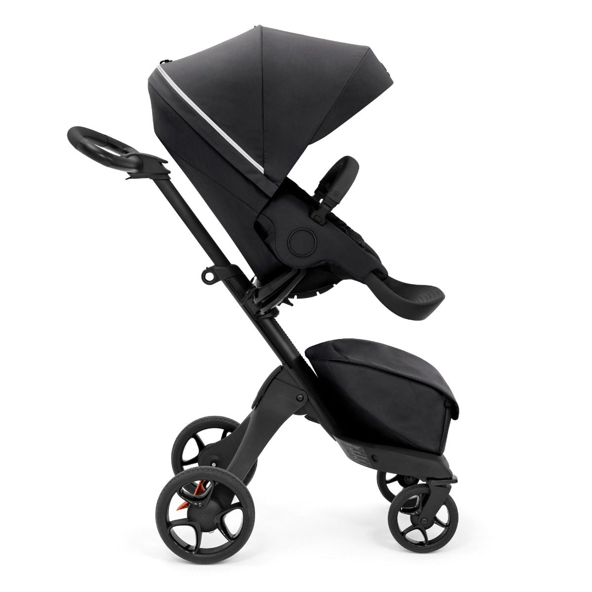 Stokke Xplory X in Rich Black side view forward facing