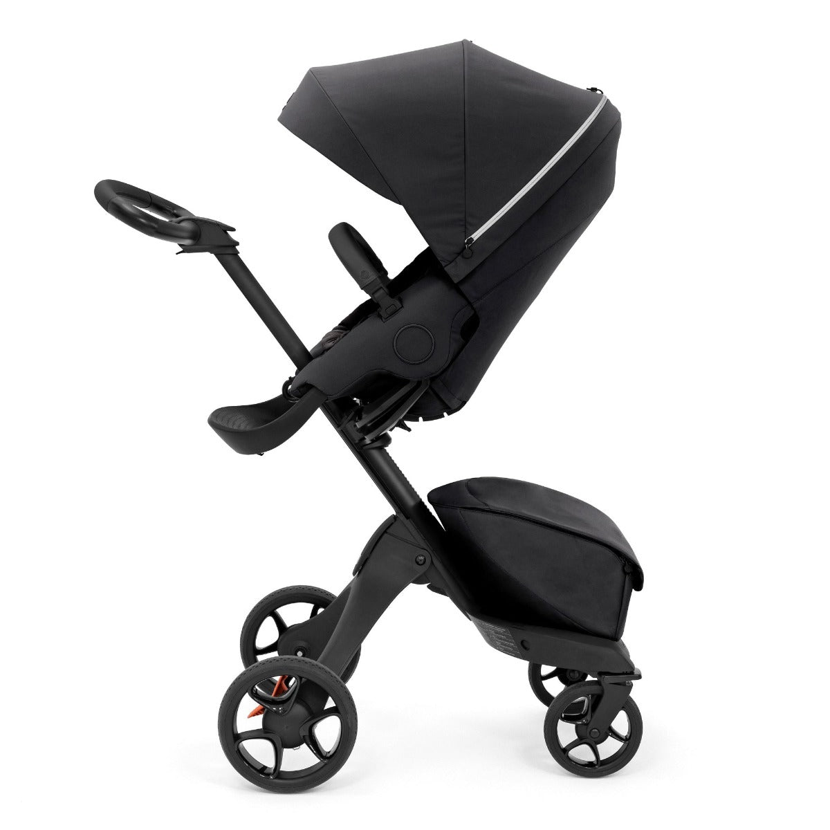 Stokke Xplory X in Rich Black Side View rear facing