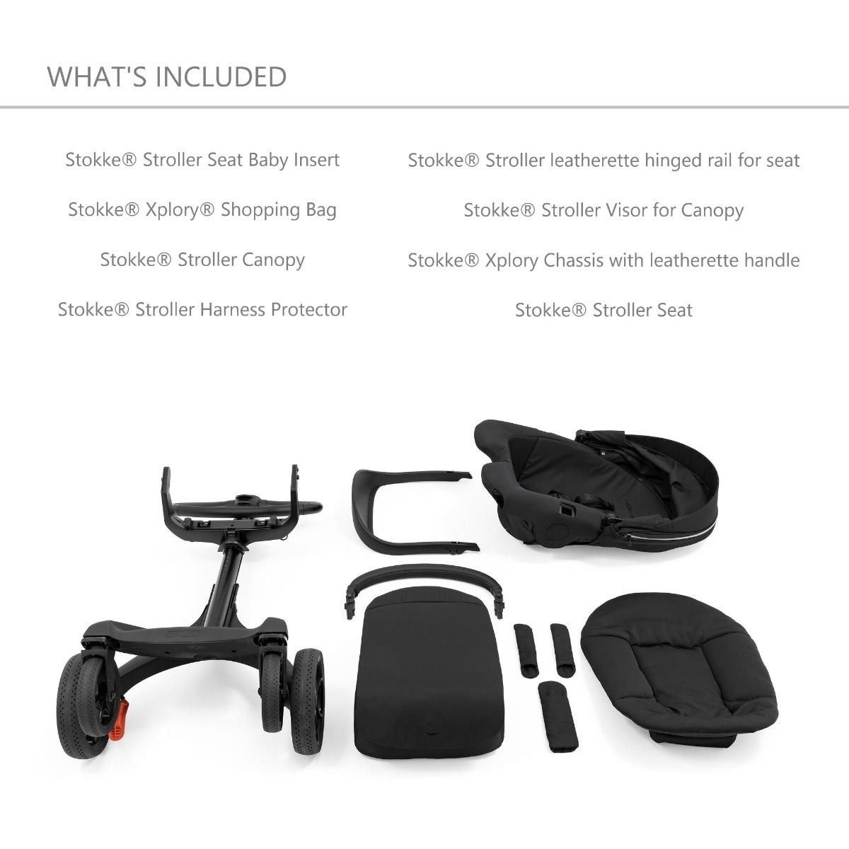 Stokke Xplory X stroller in Ruby Red whats included in the box