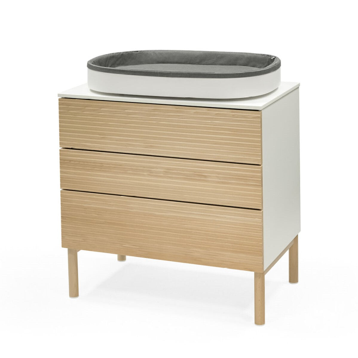 stokke sleepi changerchange pad nappy in white on natural sleepi dresser
