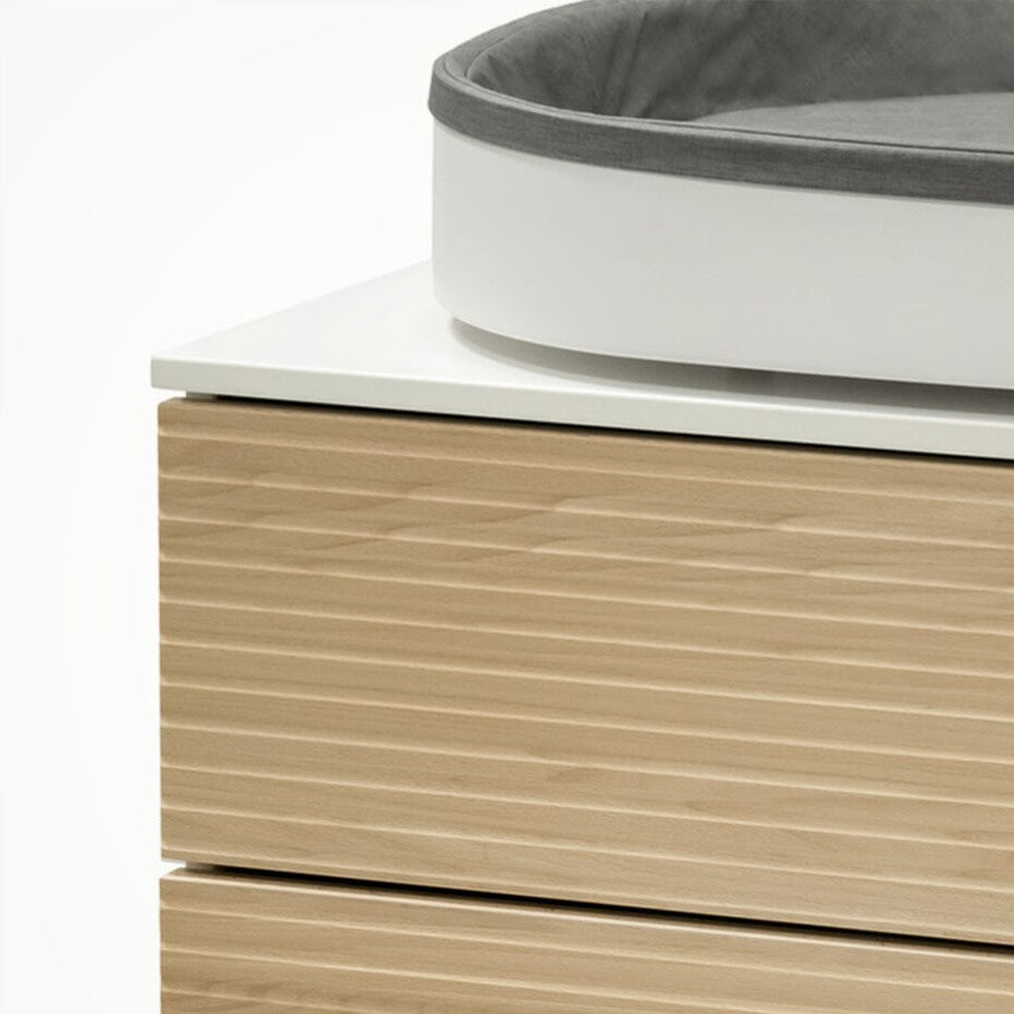 stokke sleepi changerchange pad nappy in white on natural sleepi dresser
