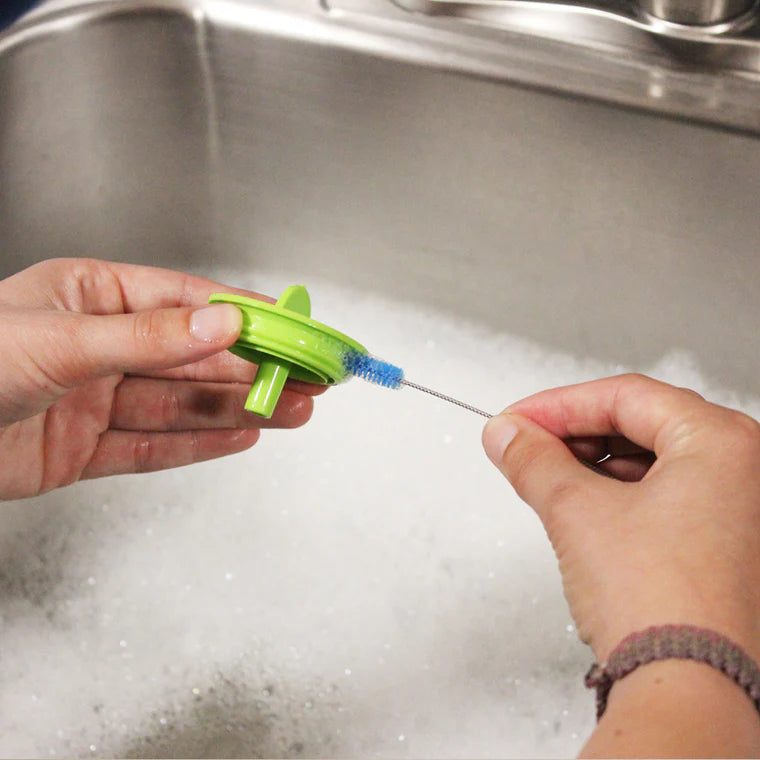Bottle vent cleaning with Dr Brown's cleaning brush
