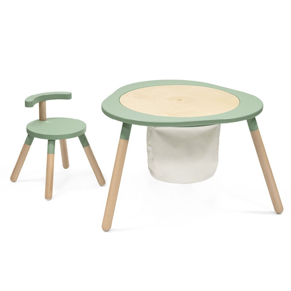 MuTable Storage bag natural by stokke with table and chair
