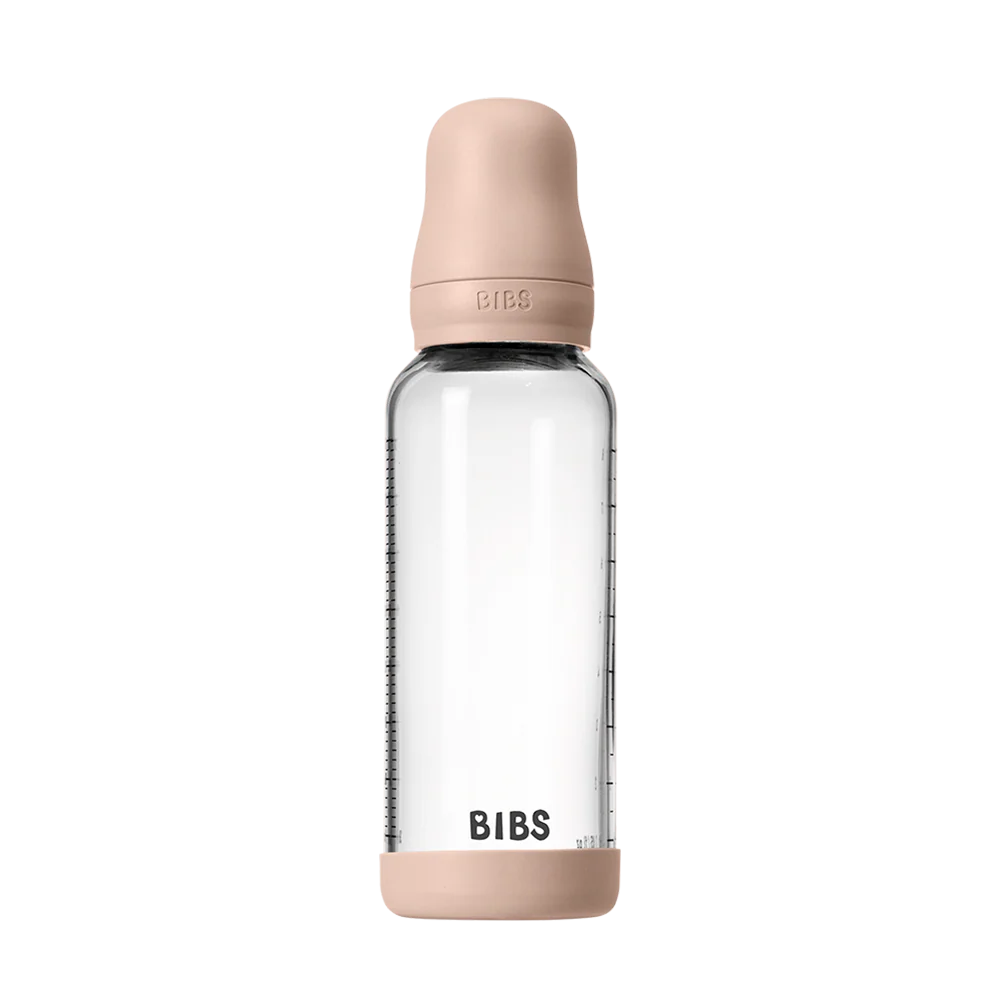 Glass Baby Bottle Complete Set Latex 240ml - BIBS - Dimples