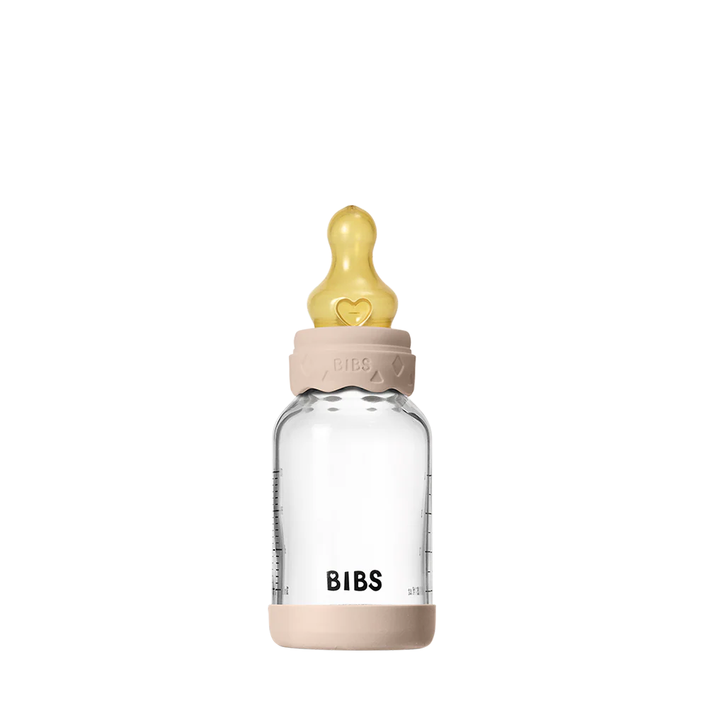 Glass Baby Bottle Complete Set Latex 120ml - BIBS - Dimples