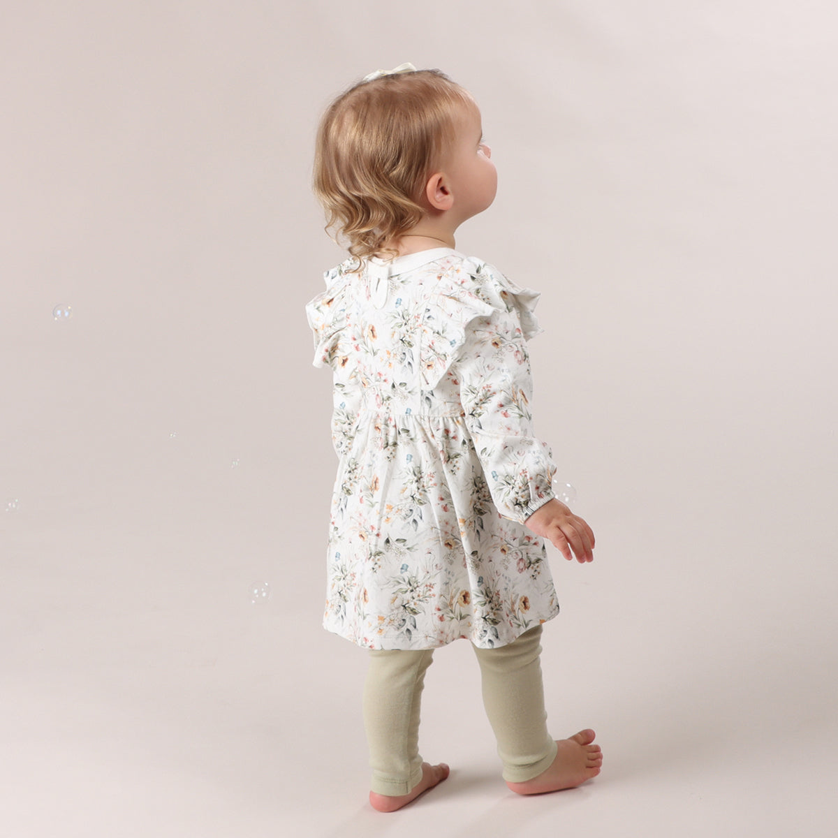 Long Sleeve Cotton Frill Dress - Little Bee by Dimples - Dimples