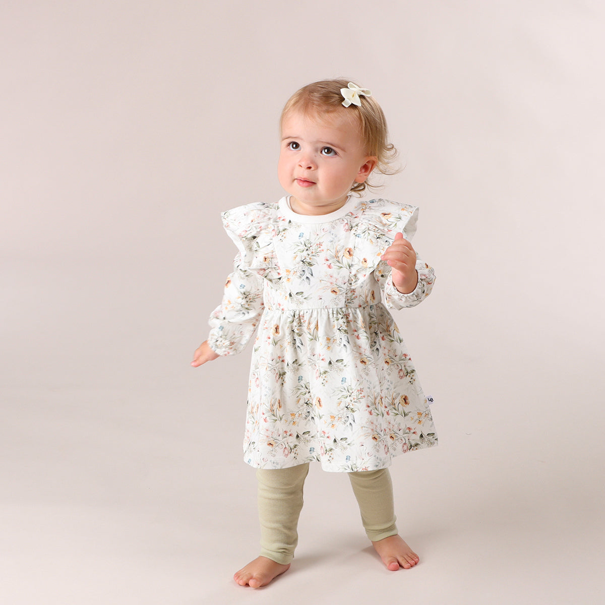 Long Sleeve Cotton Frill Dress - Little Bee by Dimples - Dimples