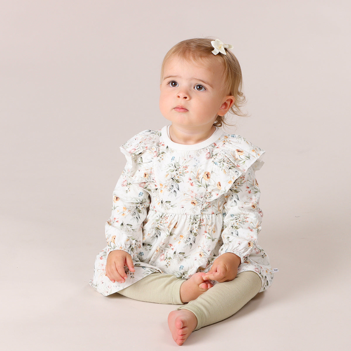 Long Sleeve Cotton Frill Dress - Little Bee by Dimples - Dimples