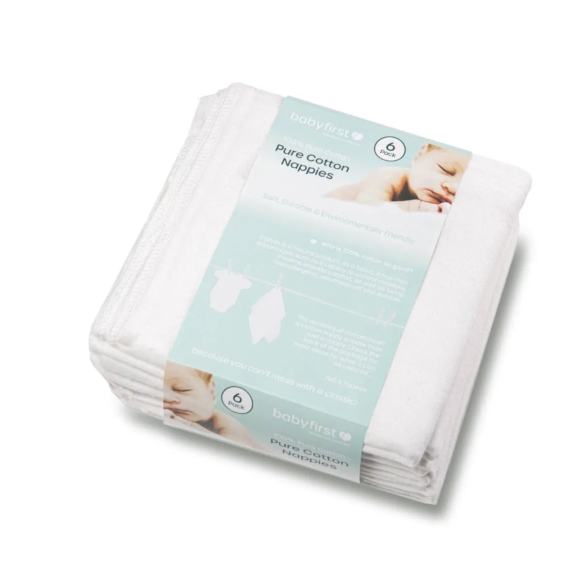 Pure cotton nappies 6Pk 6pk - Baby First