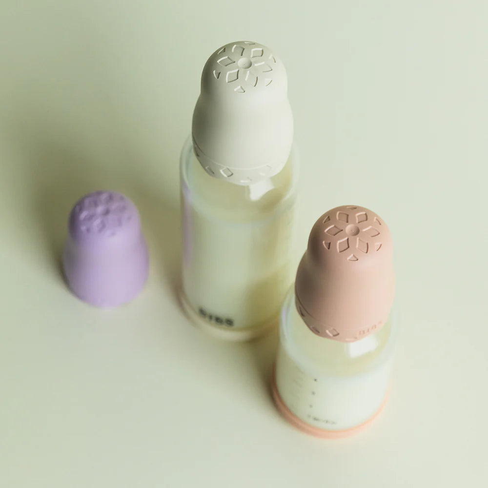 Glass Baby Bottle Complete Set Latex 120ml - BIBS - Dimples