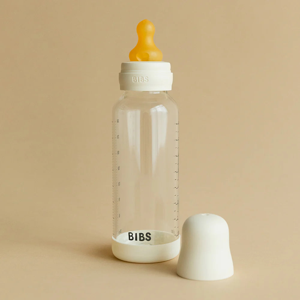 Glass Baby Bottle Complete Set Latex 240ml 240ml Ivory - BIBS