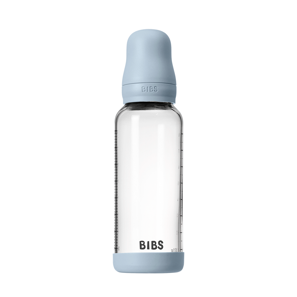 Glass Baby Bottle Complete Set Latex 240ml 240ml Baby Blue - BIBS