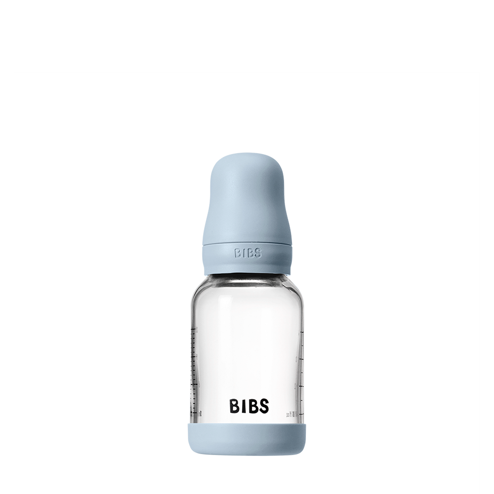 Glass Baby Bottle Complete Set Latex 120ml 120ml Baby Blue - BIBS