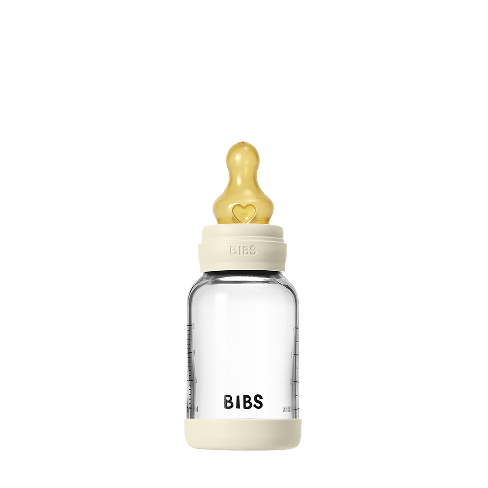 Glass Baby Bottle Complete Set Latex 120ml 120ml Ivory - BIBS