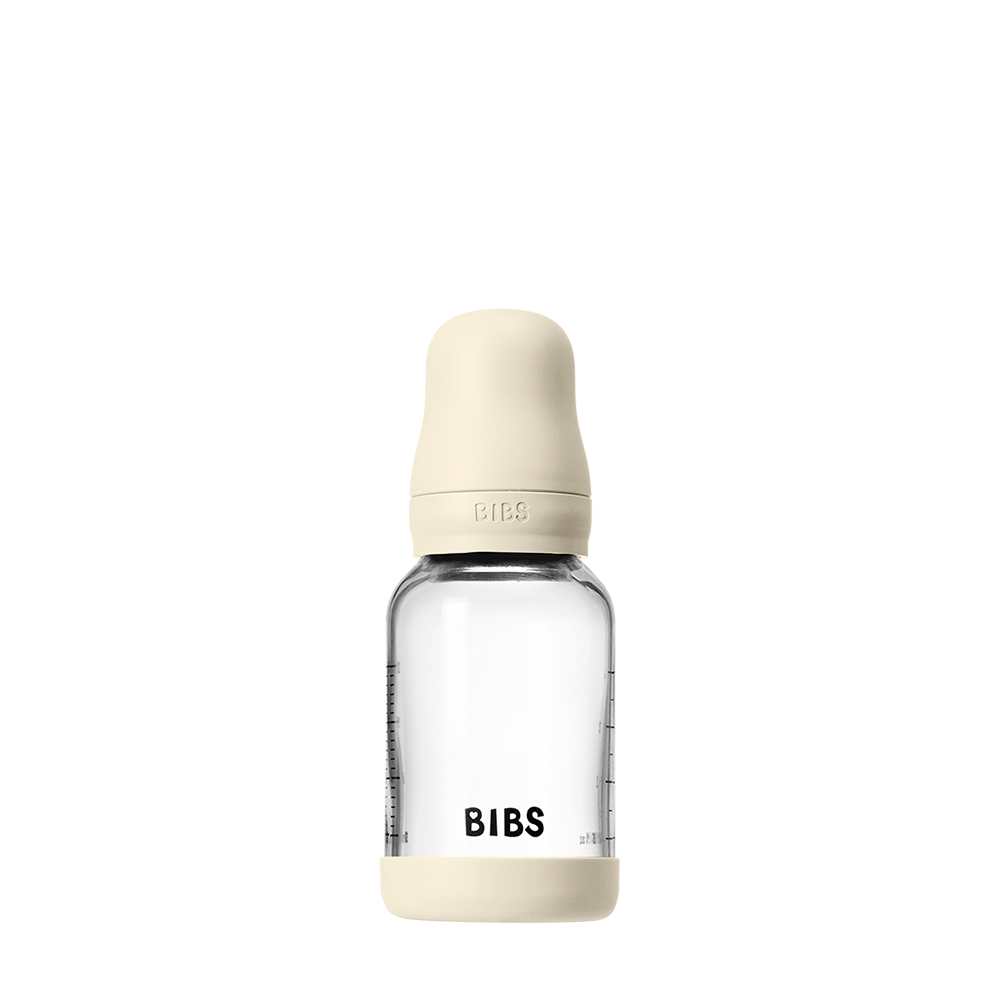 Glass Baby Bottle Complete Set Latex 120ml 120ml Ivory - BIBS