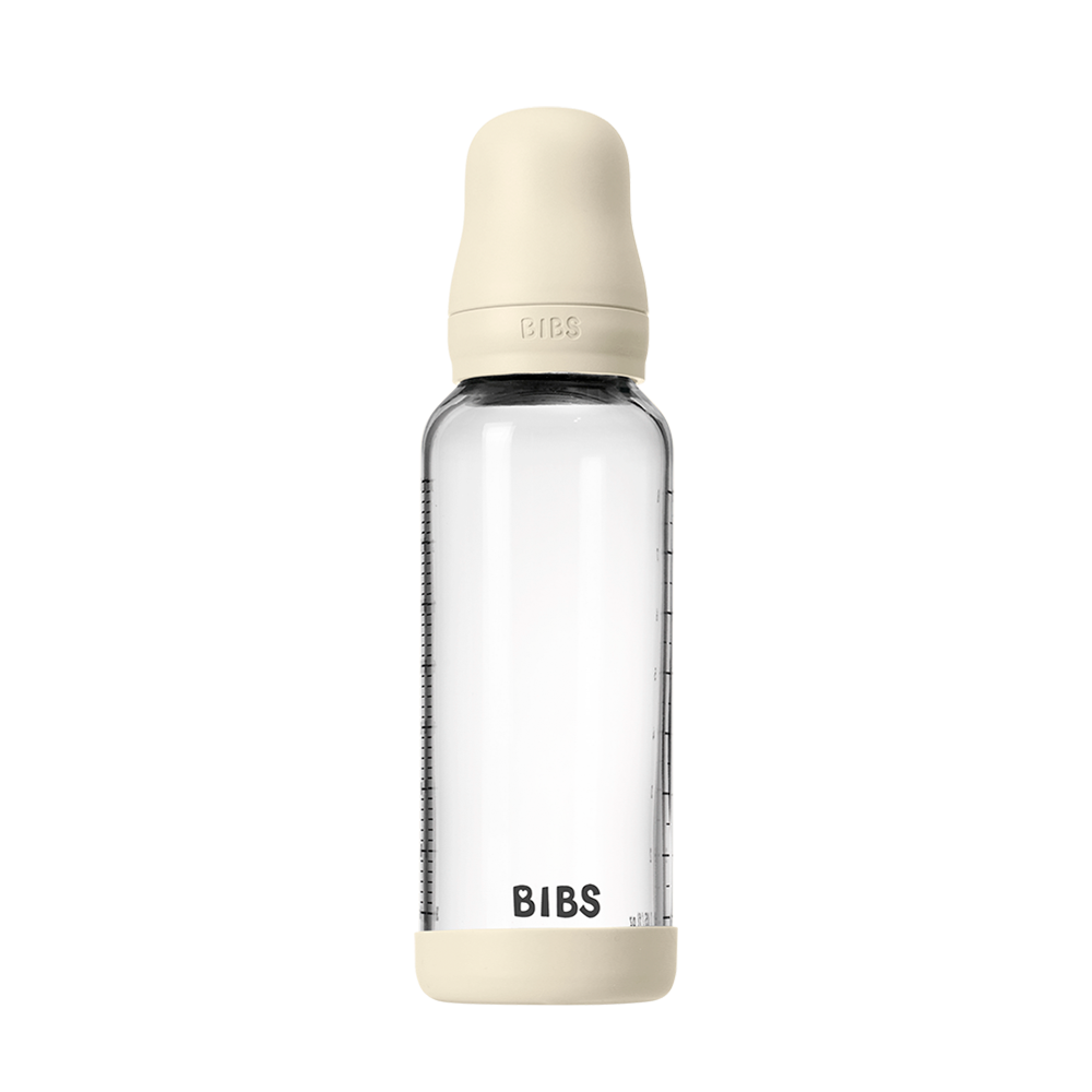 Glass Baby Bottle Complete Set Latex 240ml 240ml Ivory - BIBS