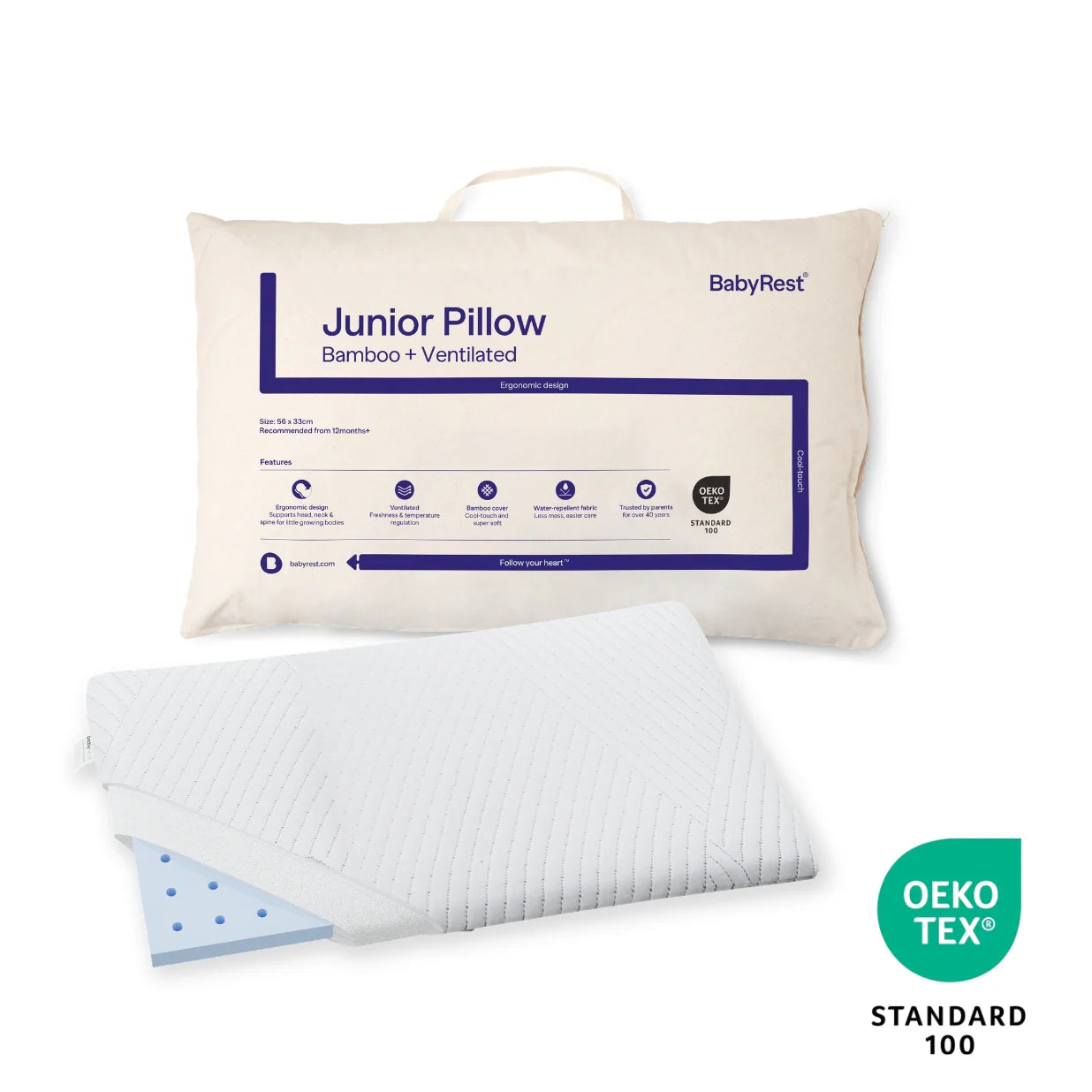 Ventilated Bamboo Junior Pillow - BabyRest